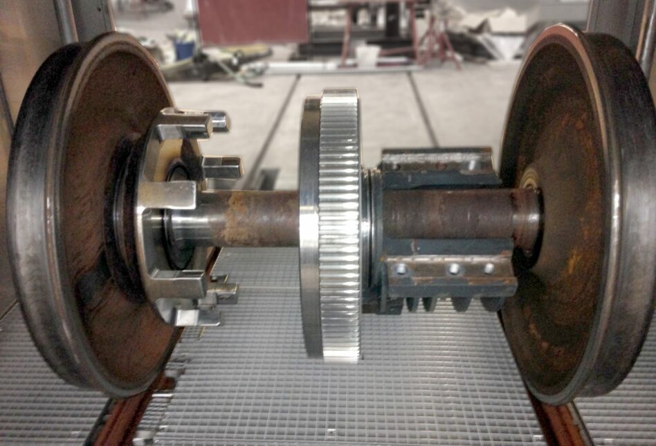 A clean railway axle after cleaning and degreasing process